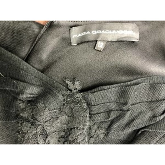 Maria Grachvogel Made in England Lace Trim Black Mesh Dress 12 - Picture 6 of 6